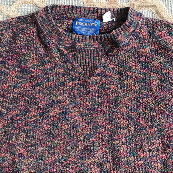 Pendleton Sweaters - SOLD: Pendleton Sweater Textured Multicolor Made In USA 100% Cotton Womens L